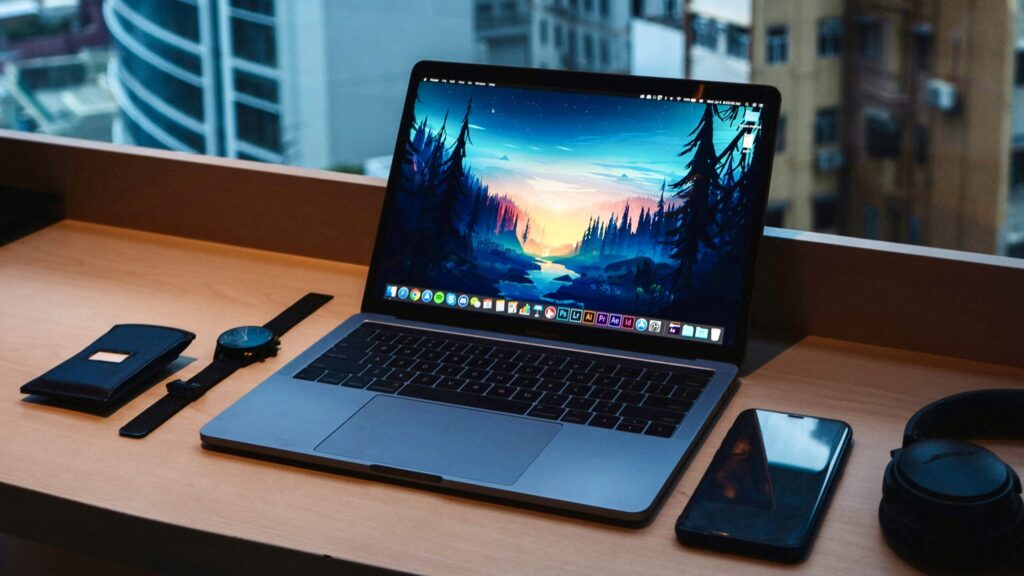 Amazonの商品をレビューするためのMacBook